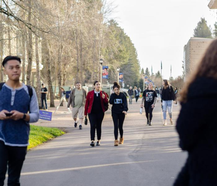 students walking around on campus 